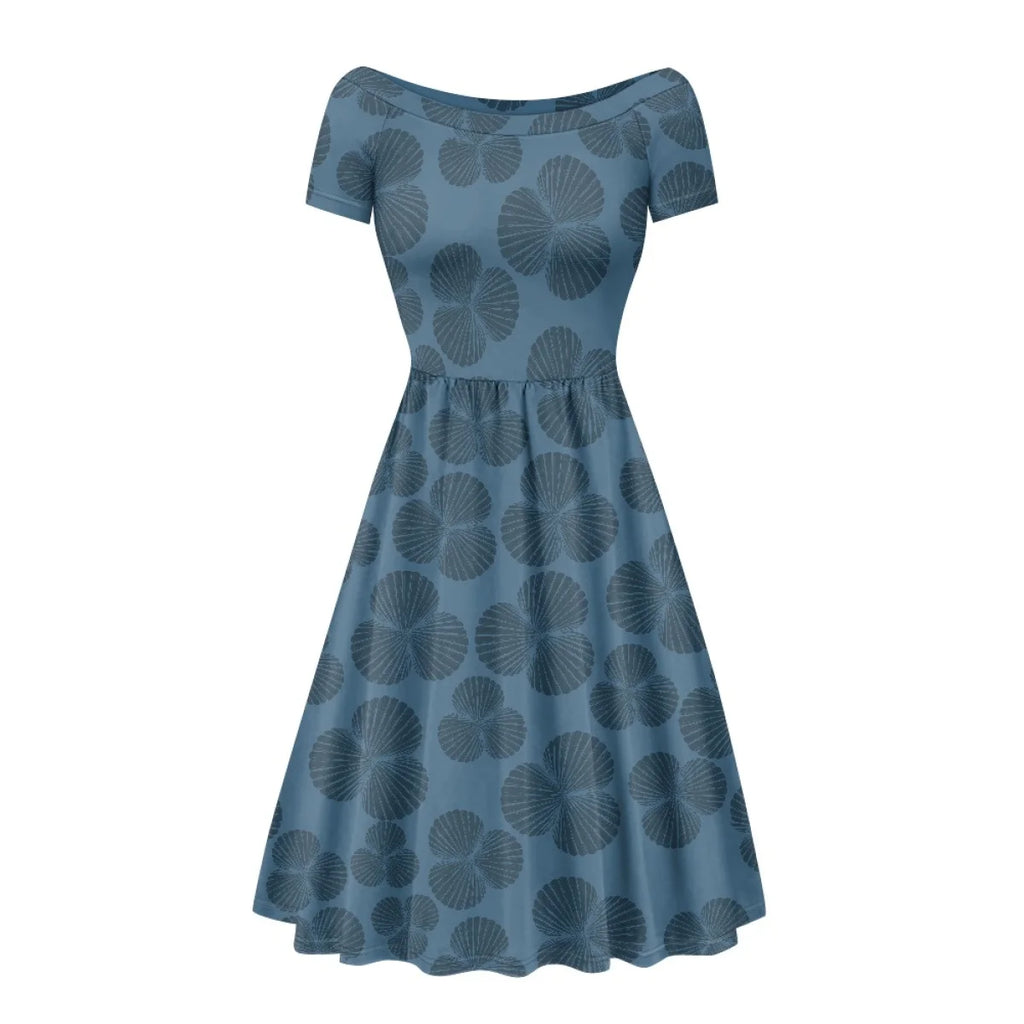 Custom All-Over Print Women's Boat Neck Midi Dress - Elegant A-Line Swing Gown