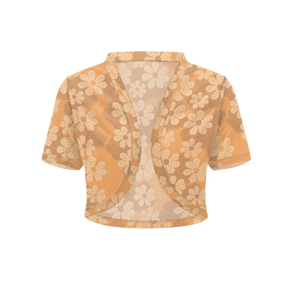 Custom All-Over Print Women's Crop Mesh Cardigan - Sheer V-Neck Sun Protection Shrug