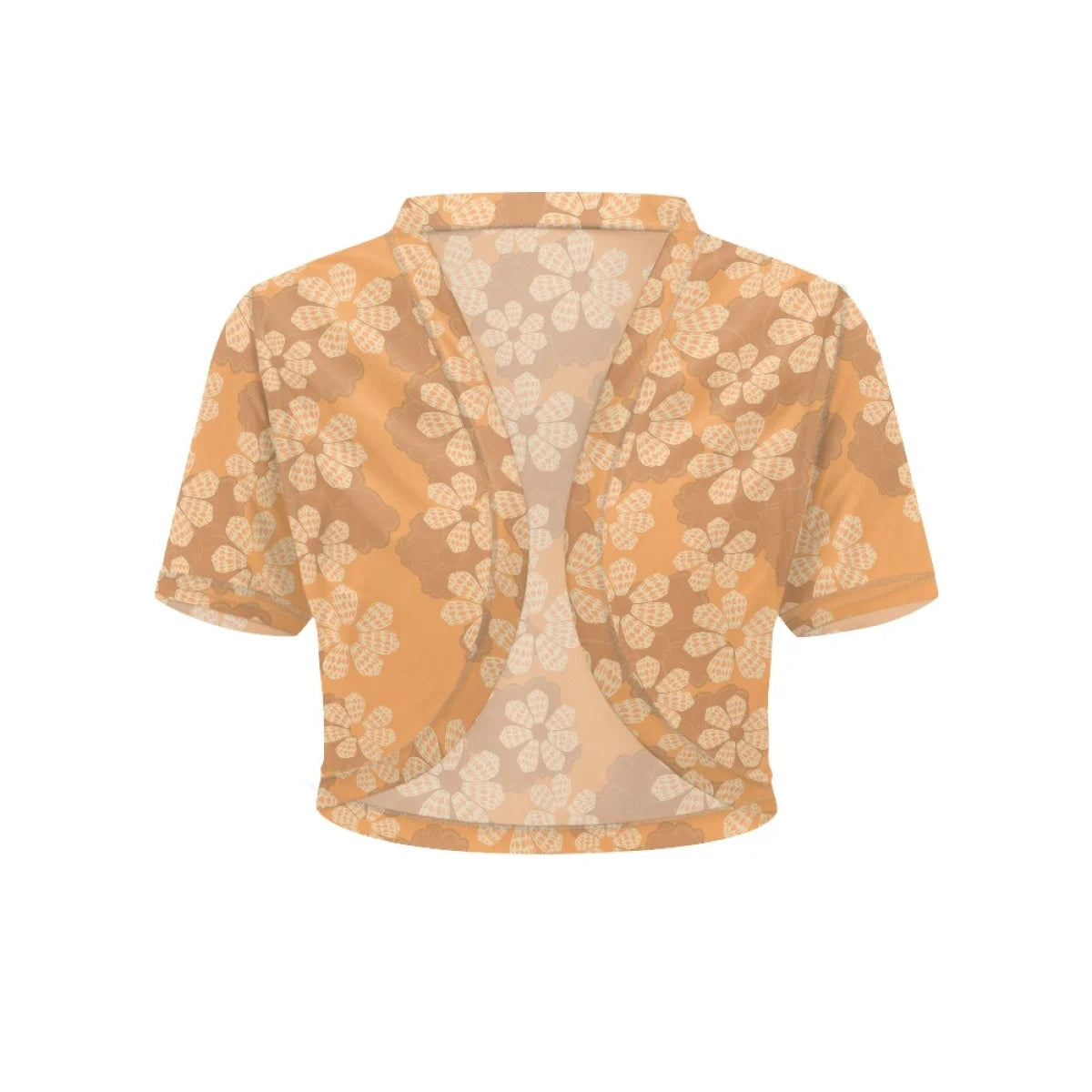 Custom All-Over Print Women's Crop Mesh Cardigan - Sheer V-Neck Sun Protection Shrug