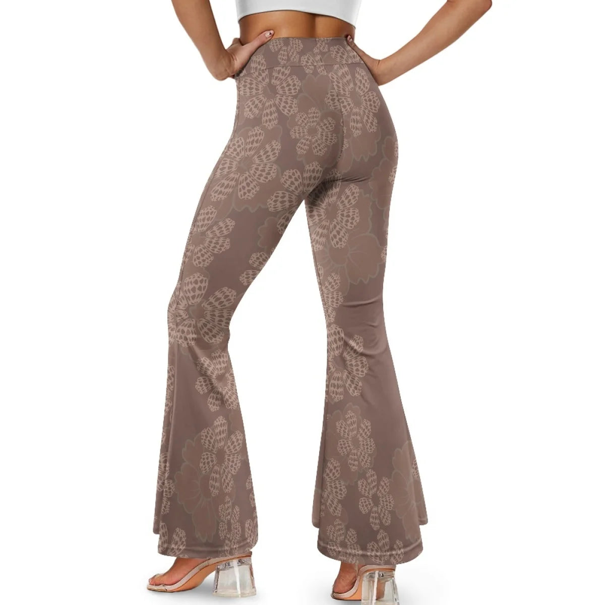 Custom All-Over Print Women's High-Waisted Split Flare Yoga Pants - Leg-Elongating Slit Flare Trousers
