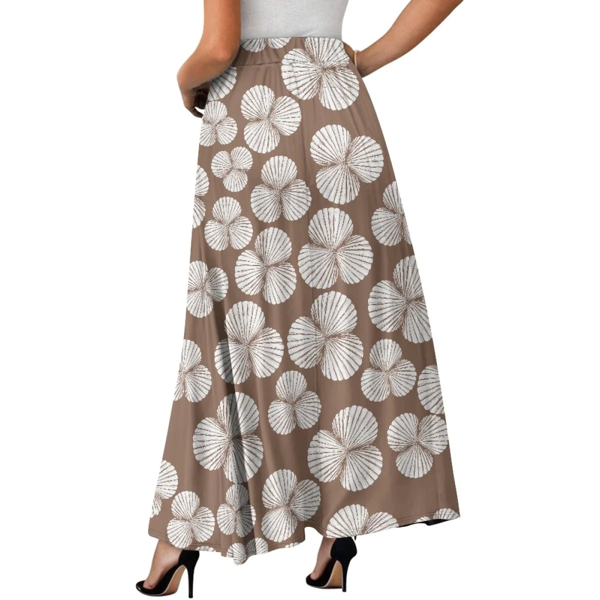 Custom All-Over Print Women's High-Waist A-Line Maxi Skirt - Flowy Beach Skirt with Pockets