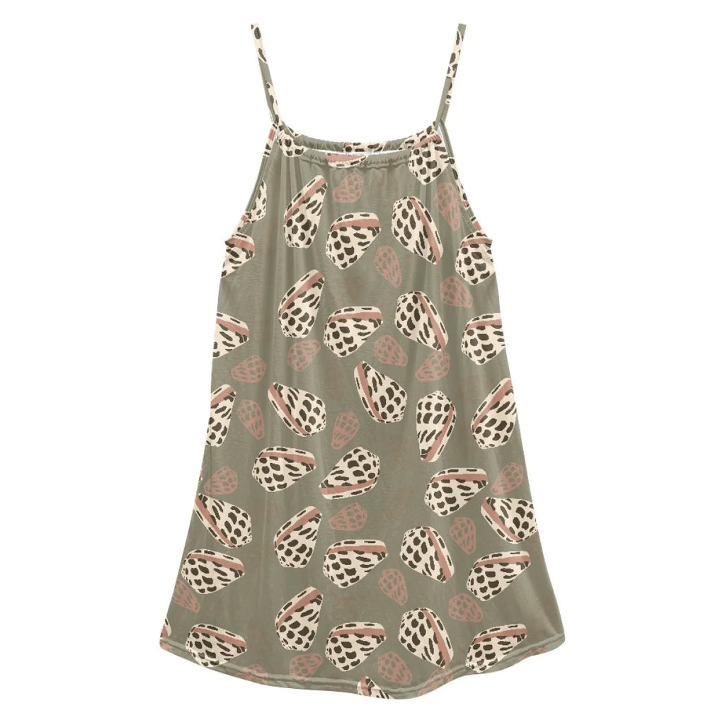 Custom All-Over Print Women's Square Neck Spaghetti Strap Nightgown - Soft Cotton-Feel Loungewear