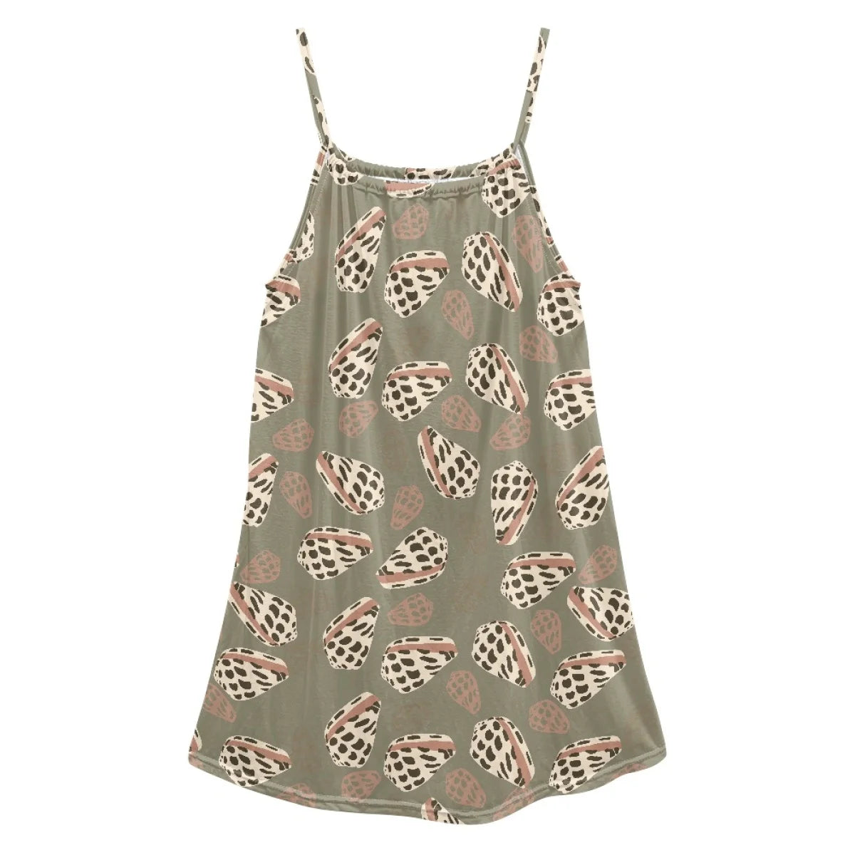 Custom All-Over Print Women's Square Neck Spaghetti Strap Nightgown - Soft Cotton-Feel Loungewear