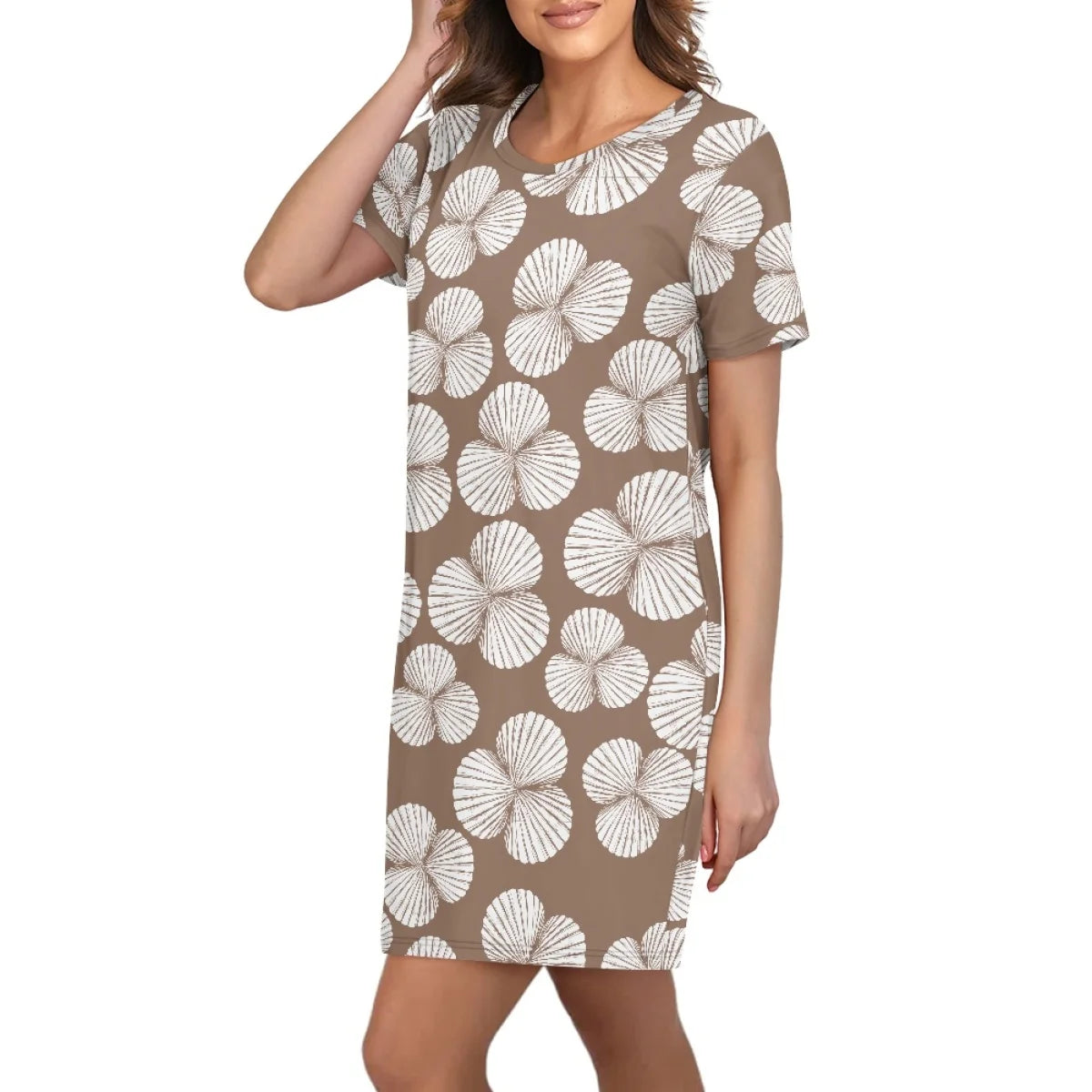 Custom All-Over Print Women's T-Shirt Dress - Relaxed H-Line Casual Gown