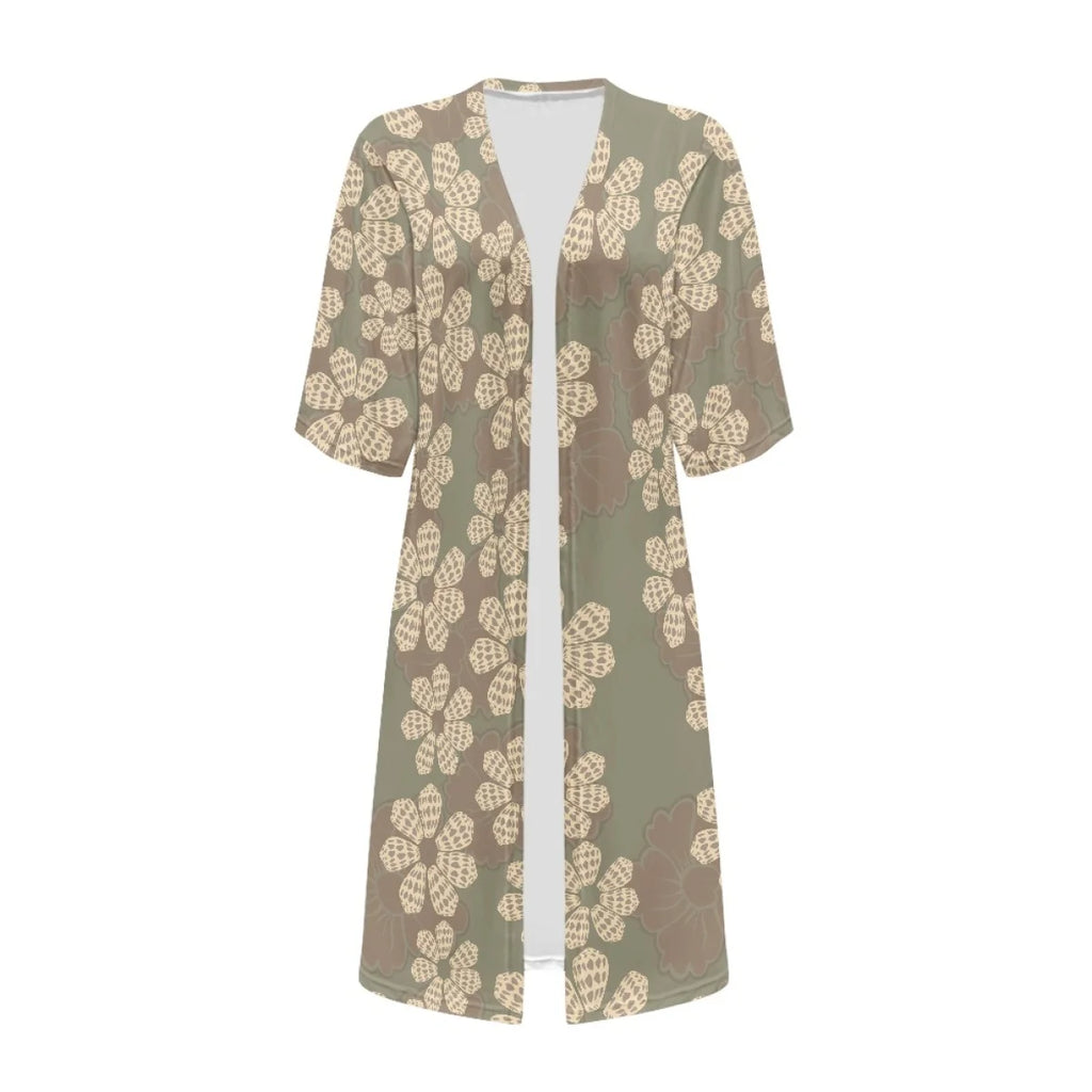 Custom All-Over Print Women's Mid-Length Cardigan Cape - Relaxed Batwing Sleeve Vacation Cover-up