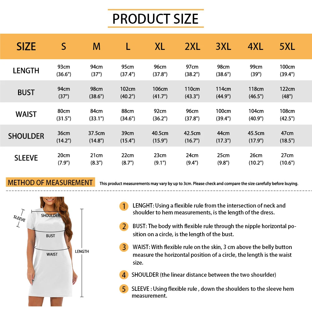 Custom All-Over Print Women's T-Shirt Dress - Relaxed H-Line Casual Gown