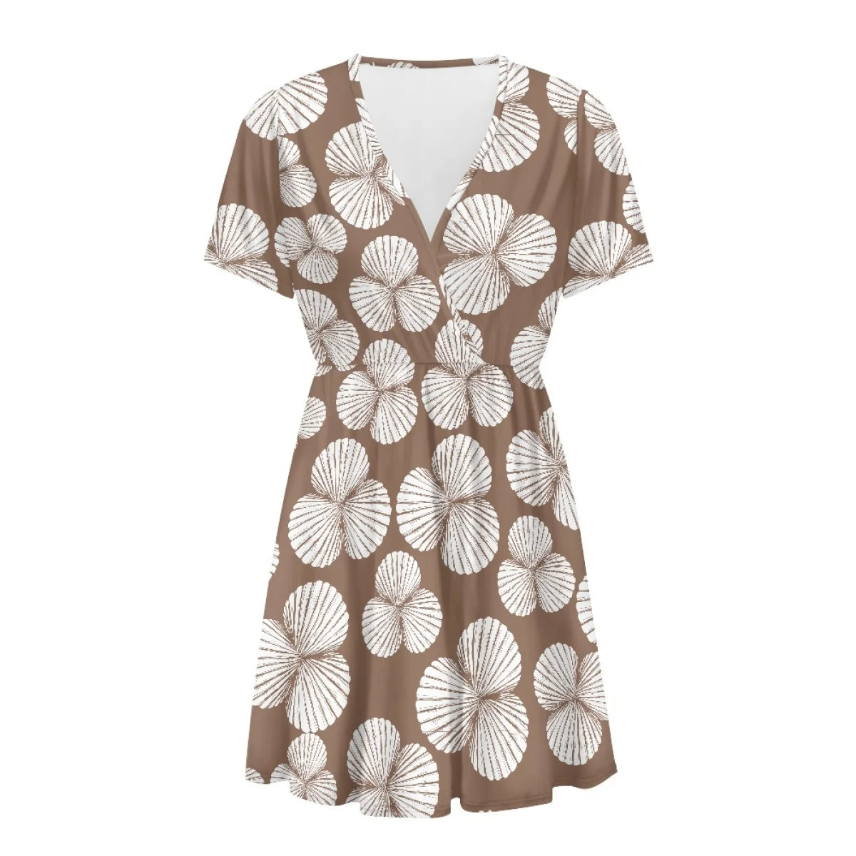 Custom All-Over Print Women's V-Neck Short Sleeve Dress - French Style A-Line Mini Gown