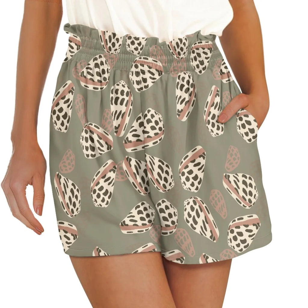 Custom All-Over Print Women's High-Waist Paperbag Shorts - Chic A-Line Summer Bottoms
