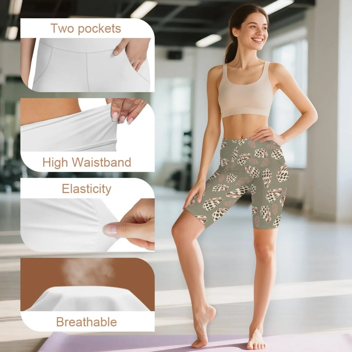 Custom All-Over Print High-Waist Yoga Shorts - Premium Swim-Grade Quick-Dry Biker Shorts