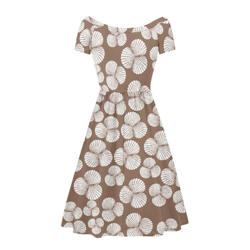 Custom All-Over Print Women's Boat Neck Midi Dress - Elegant A-Line Swing Gown