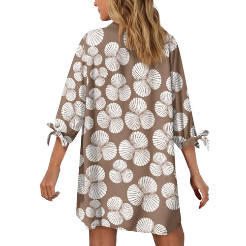 Custom All-Over Print Women's 3/4 Sleeve Shirt Dress - Versatile Beach Cover-up & Sun Protector