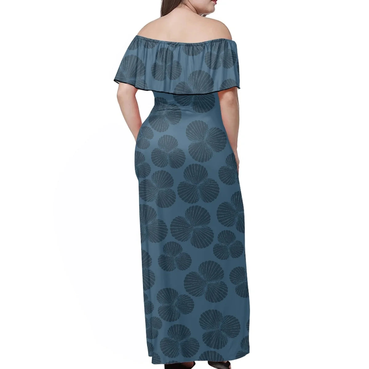 Custom All-Over Print Women's Off-The-Shoulder Maxi Dress - Ruffle Fishtail Vacation Gown