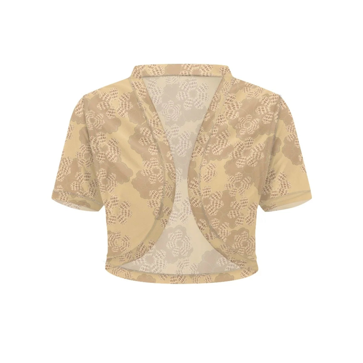 Custom All-Over Print Women's Crop Mesh Cardigan - Sheer V-Neck Sun Protection Shrug