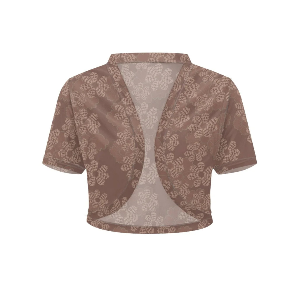 Custom All-Over Print Women's Crop Mesh Cardigan - Sheer V-Neck Sun Protection Shrug