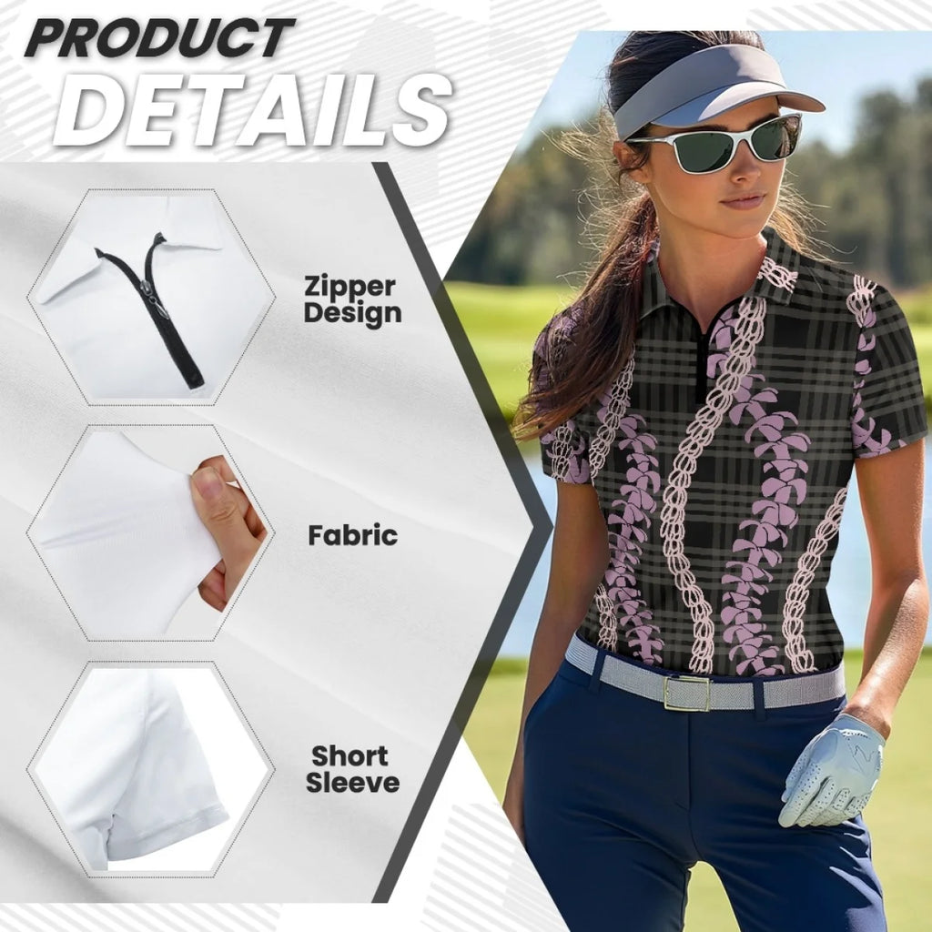 Custom Print Women's Golf Polo Shirt | Quarter-Zip & Quick-Dry Performance