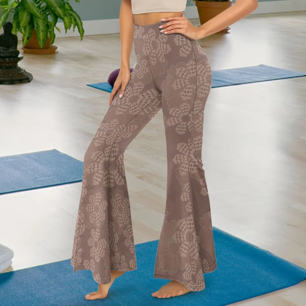 Custom All-Over Print Women's High-Waisted Split Flare Yoga Pants - Leg-Elongating Slit Flare Trousers