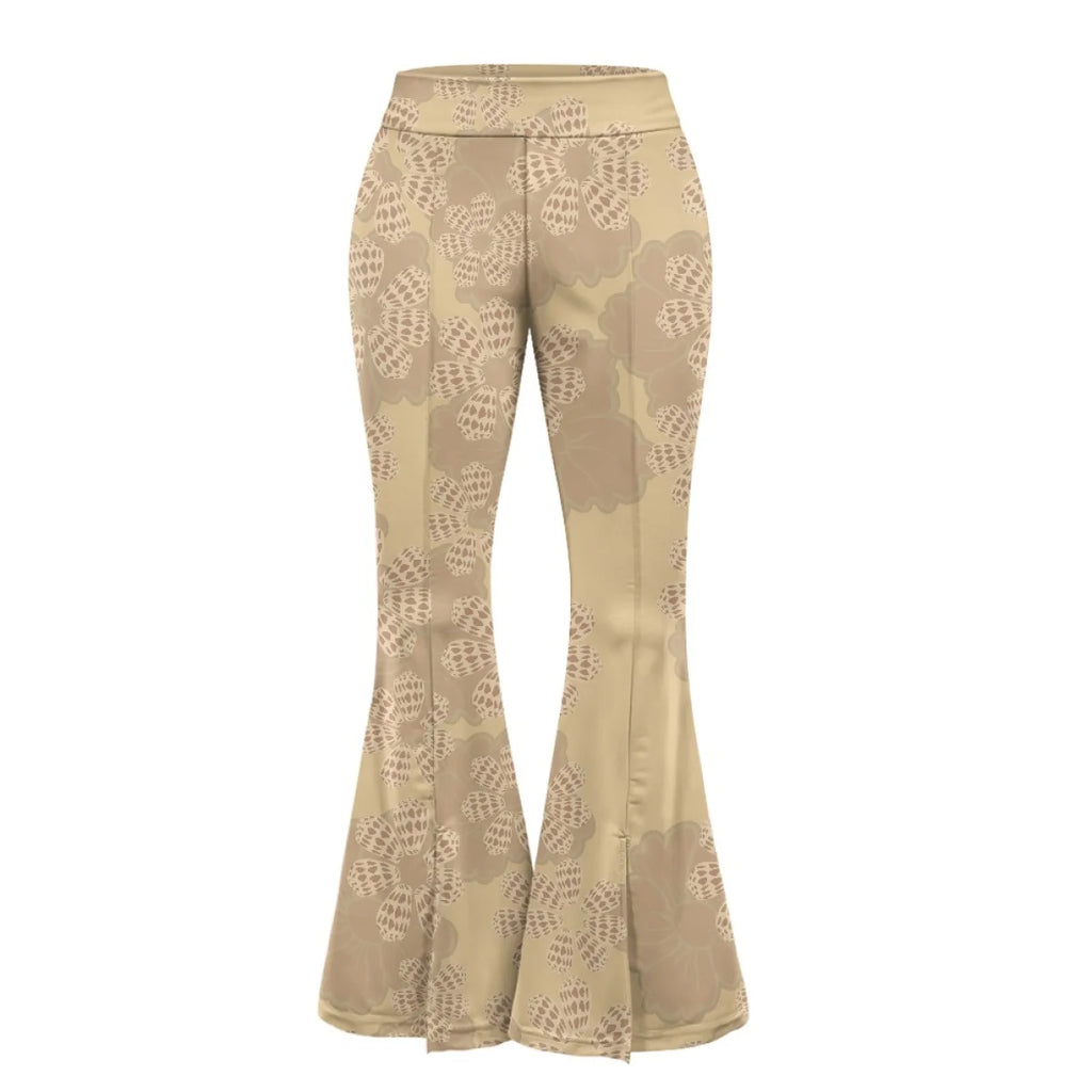 Custom All-Over Print Women's High-Waisted Split Flare Yoga Pants - Leg-Elongating Slit Flare Trousers